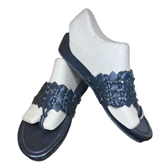 Ali MacGraw Wren Black Braided Leather Slide on Sandal NWOB Size 10 - Picture 5 of 11